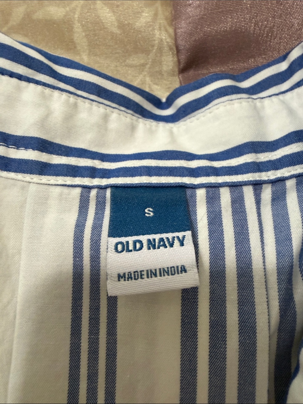 Old Navy Blue and White Vertical Stripe Shirt Dress - Picture 2 of 3